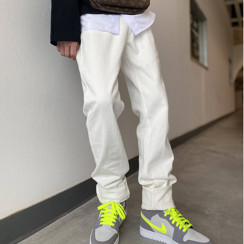 190高个子加长牛仔裤百搭米色男宽松2020新款春复古瘦高腰直筒裤,男装,牛仔裤,淘宝优惠券,粉丝福利购,淘宝优惠卷