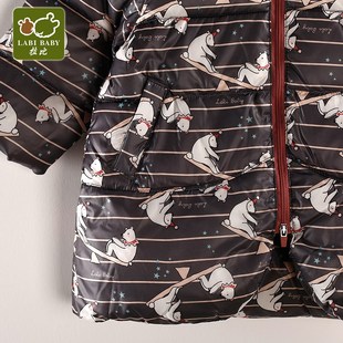拉比婴儿保暖羽绒服男童中长款女童加厚棉衣服宝宝儿童外套秋冬装