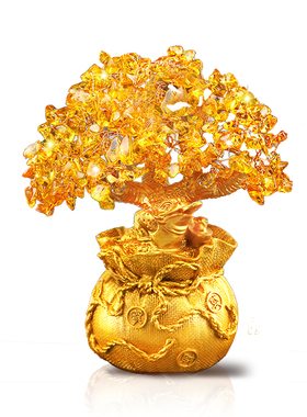 水晶发财树招财储蓄罐摇钱树摆件房间装饰品结婚礼物创意礼品实用