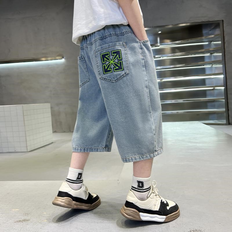 童装男童牛仔短裤夏季薄款儿童七分裤夏装中大童裤子男孩洋气中裤