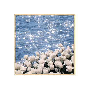 郁金香花海数字油画diy填充涂色手工手绘浪漫治愈花卉丙烯装饰画