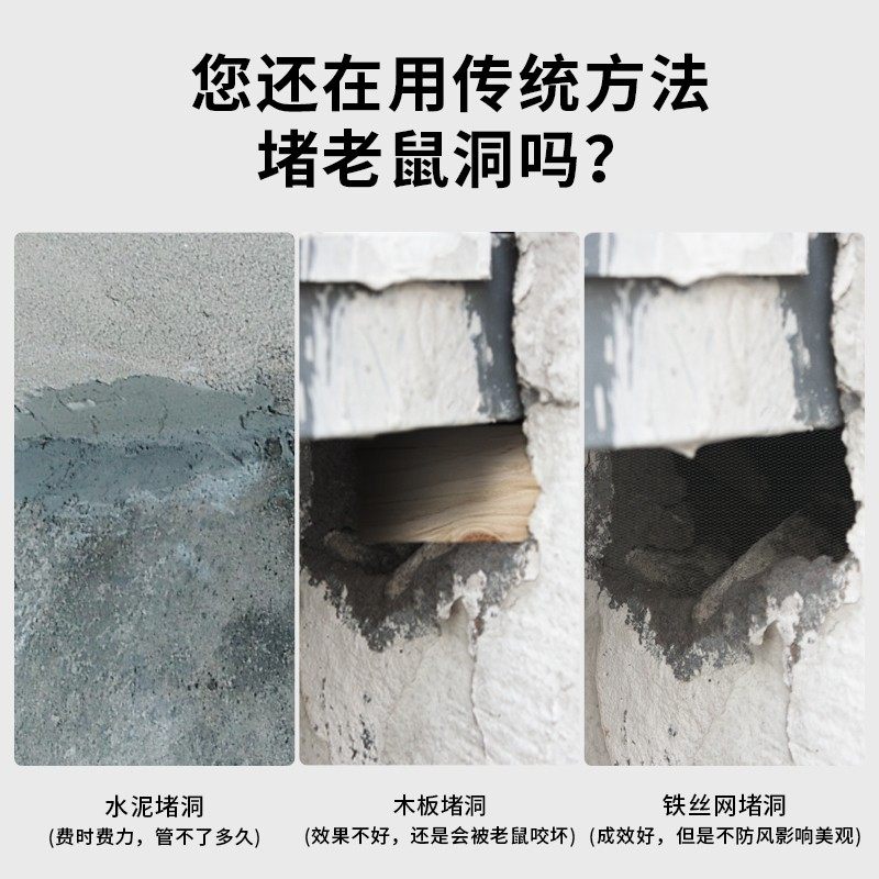 堵老鼠洞神器空调洞堵塞门缝填充胶泡沫填缝剂填洞防老鼠堵洞水泥