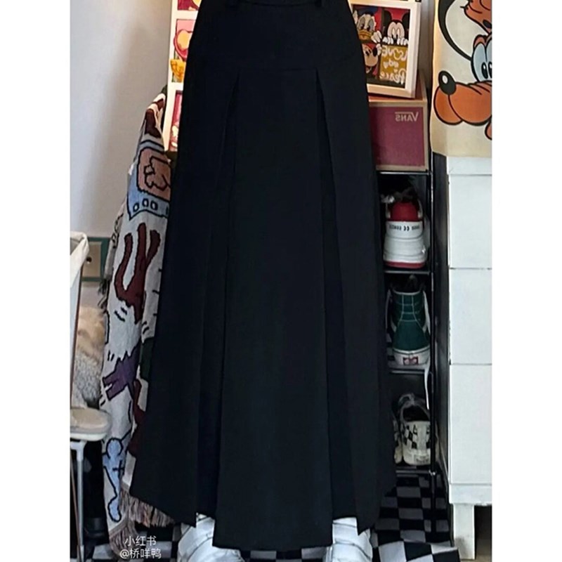 春夏黑色百褶裙女大码胖mm显瘦腿粗胯宽屁股大梨形身材半身裙长裙