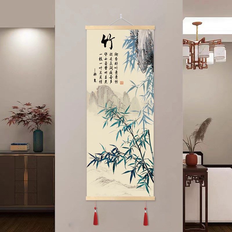 新中式四联装饰画梅兰竹菊四君子国画书房客厅壁画沙发背景墙挂画