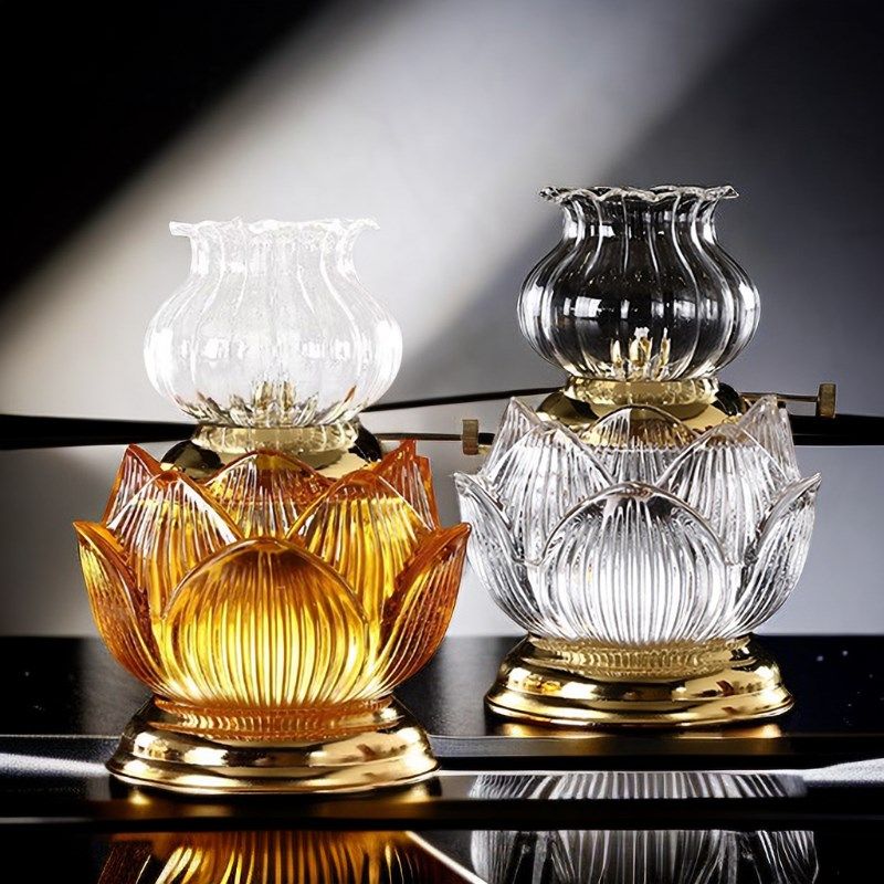 防风灯罩长明灯油灯水晶琉璃玻璃莲花灯供灯液体酥油灯家用可调节,家居饰品,酥油灯,淘宝优惠券,粉丝福利购,淘宝优惠卷