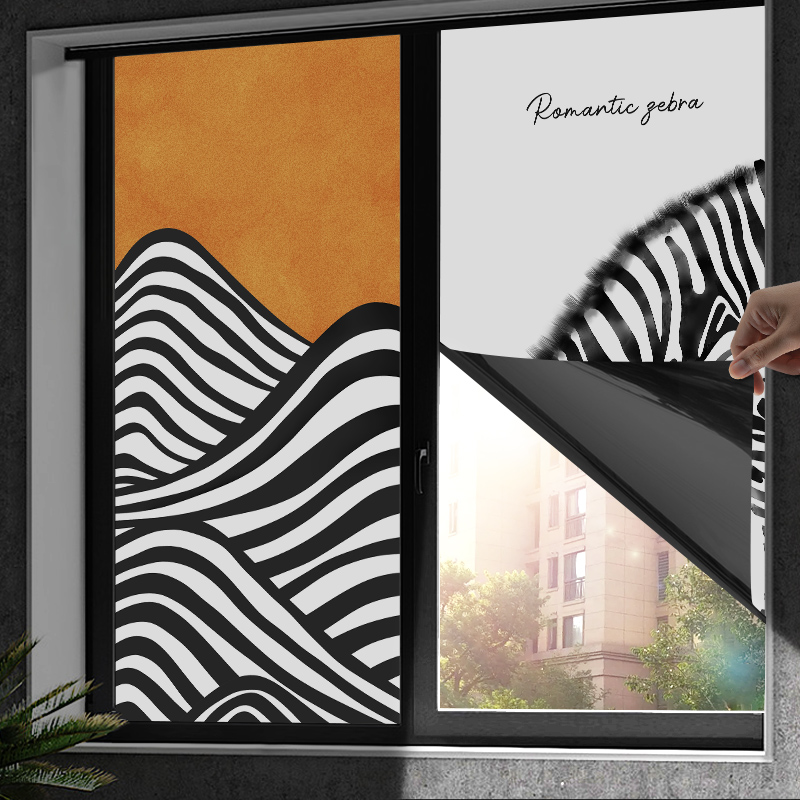 洗漱间窗贴遮挡帘全遮光黑色磨砂玻璃防窥膜洗手间窗户贴纸防走光