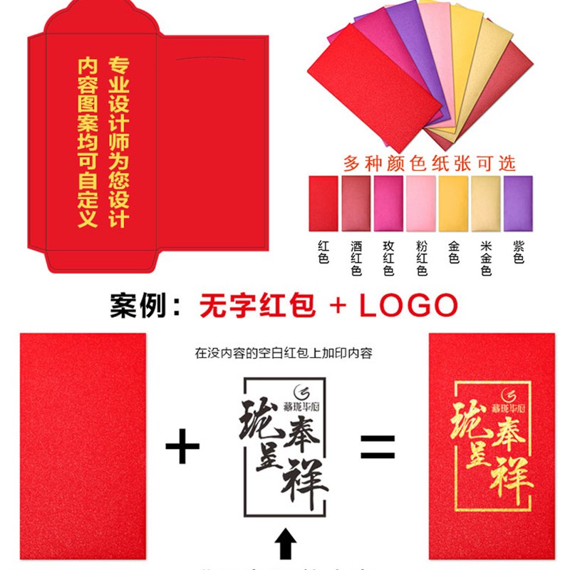新年红包定制利是封定做个性创意logo广告二维码结婚红包定做印字
