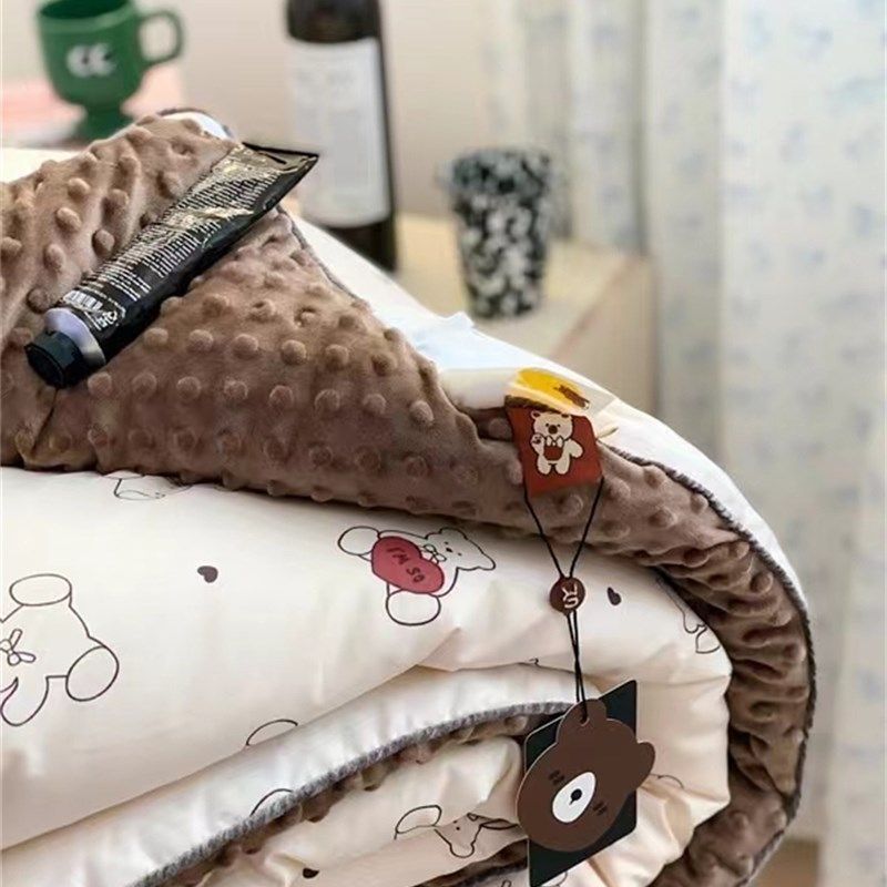 2023新款A版纯棉B版安抚豆豆绒儿童亲肤保暖透气豆豆被春秋被冬被