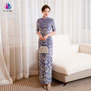 旗袍年轻款2023年新款少女夏季改良连衣裙中式高级感长款走秀演出