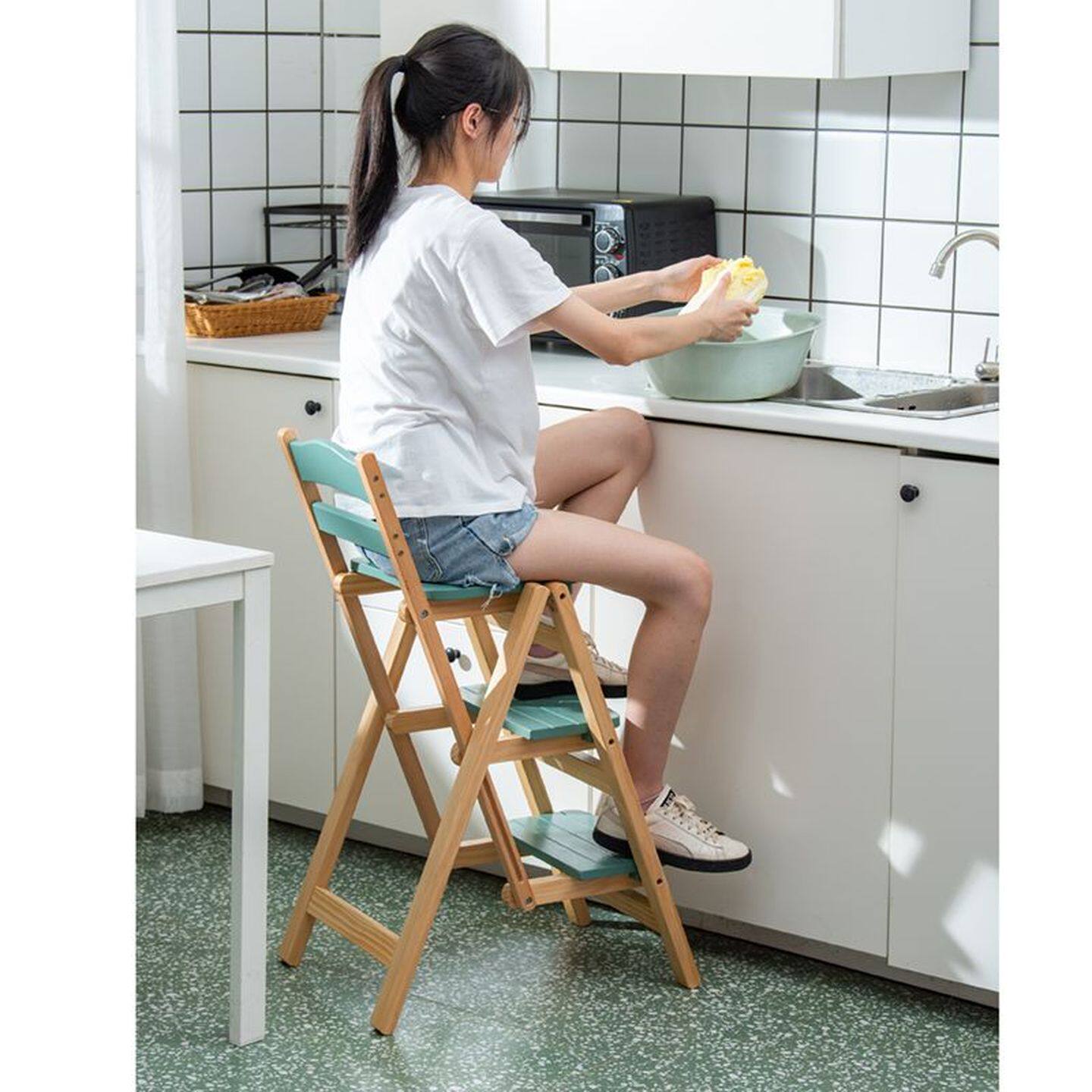 实木免安装加厚折叠吧台椅现代简约高脚凳家用椅多功能前台高脚椅