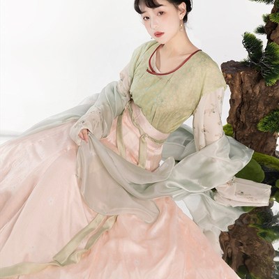 挽纱坊 汉服 唐制直领大襟对穿褙子  圆领衫 十二破裙代云