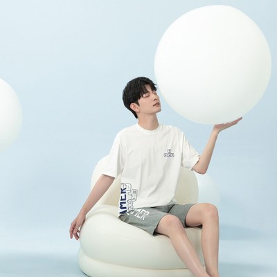 英博伦夏季男童家居服短袖长裤套装少男薄款睡衣纯棉空调服中大童