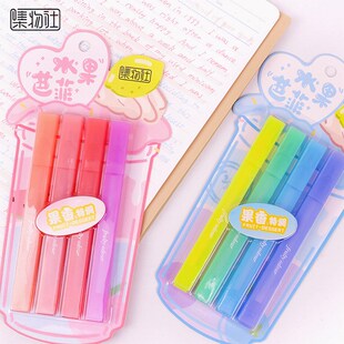 集物社水果巴菲果香特调软头水果香味荧光笔高颜值手账方杆水彩笔