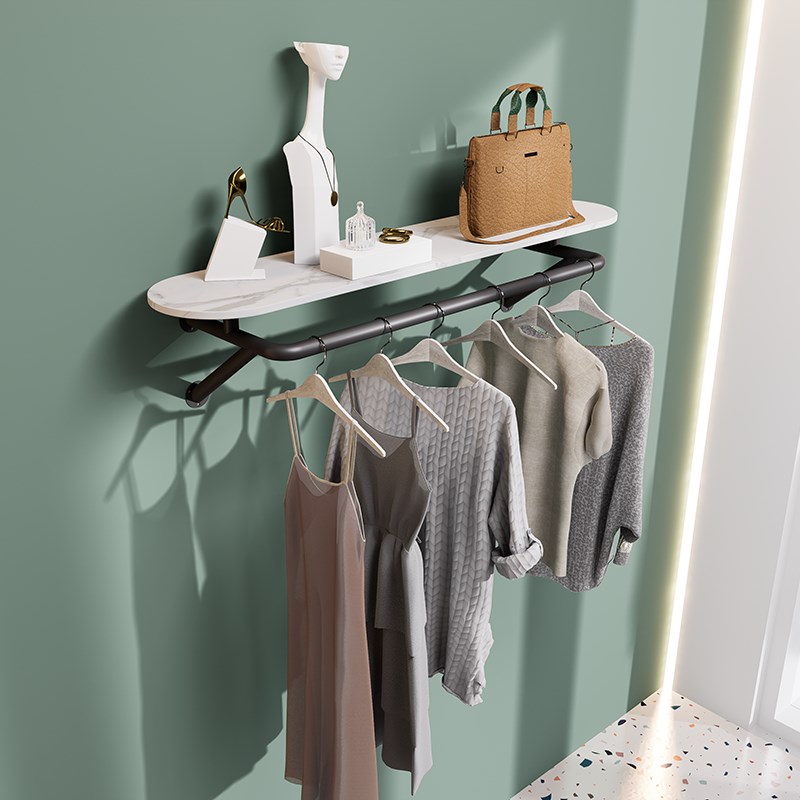 网红服装店展示架上墙货架女装侧挂衣架童装店壁挂带板置物衣服架