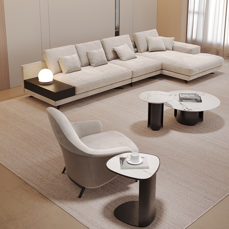 蒙德里安布艺沙发poliform意式极简直排三人位客厅高脚悬浮豆腐块