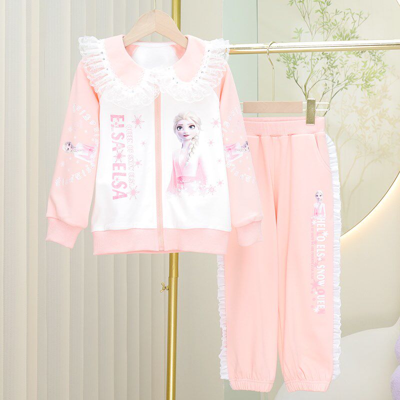 2024秋冬季女童加绒加厚卫衣两件套儿童洋气时尚外穿套装保暖童装