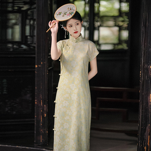 新中式古法全开襟旗袍一片式无省民国少女年轻气质传统大学生优雅
