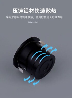 黑色嵌入式小角度led聚光洗墙射灯3度0.5W3W5W开孔5公分50mm可调