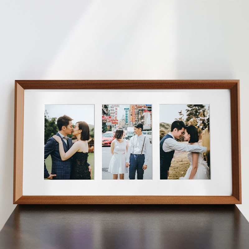 婚纱照片框打印实木结婚冲洗定制情侣三连框挂墙摆台