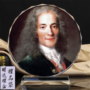 尼采/孟德斯鸠/伏尔泰画像纪念水晶摆件工艺品书房装饰礼品创意