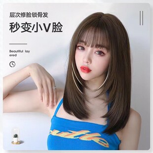 刘海假发新款2025年女长发时尚自然真发全真人发全头套短发丸子头