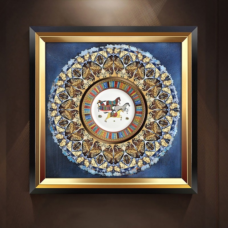 餐厅大气盘子玄关抽n象装饰画沙发背景墙壁画轻奢美式客厅欧式定图片