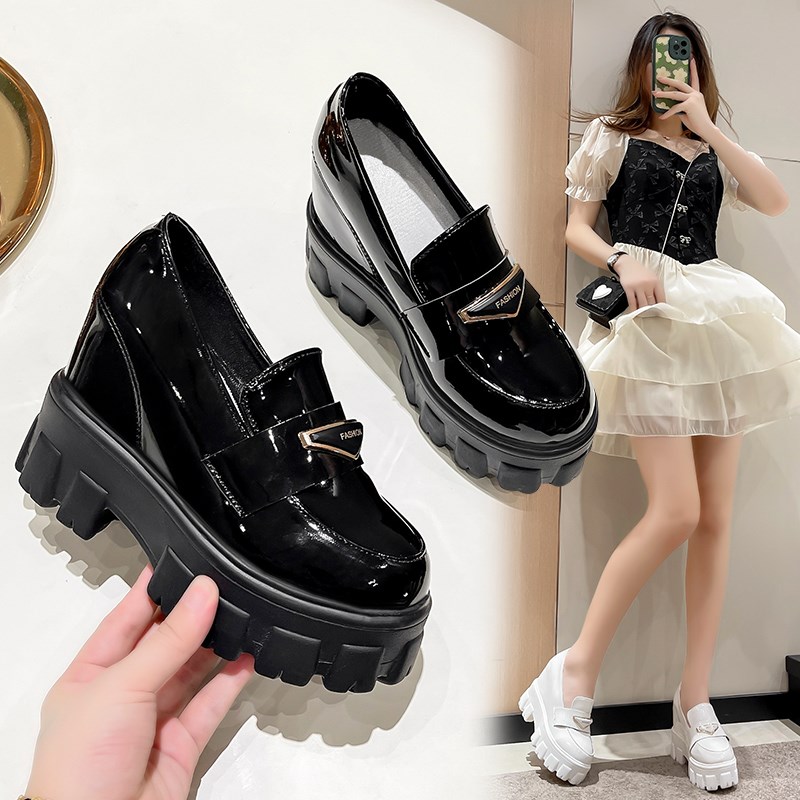 小众11cm增高英伦皮鞋女内增高单鞋2G022秋季新款厚底松糕单鞋女