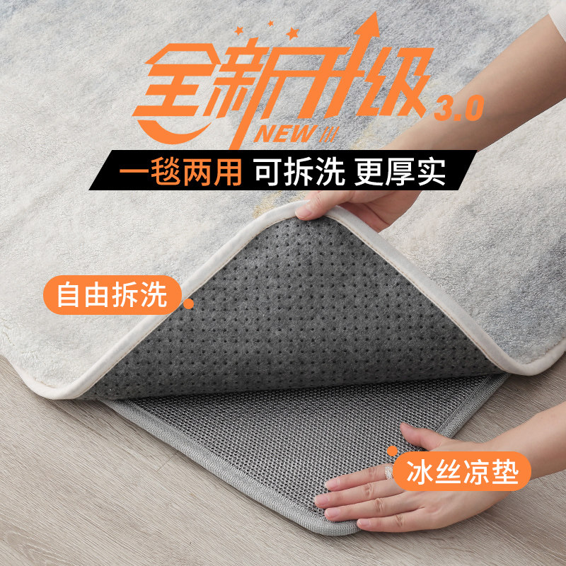 石墨烯电热地毯可拆卸机洗水洗客厅移动地暖家用电加热垫暖脚垫子
