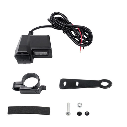 摩托车手机充电器3.4A双usb带点烟器10-24V带电压显示表改装配件