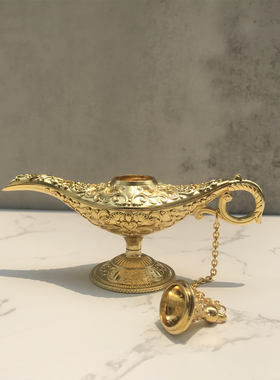 阿拉丁神灯模型金属许愿艺术摆件复古欧式工艺品儿童祝福礼物摄影