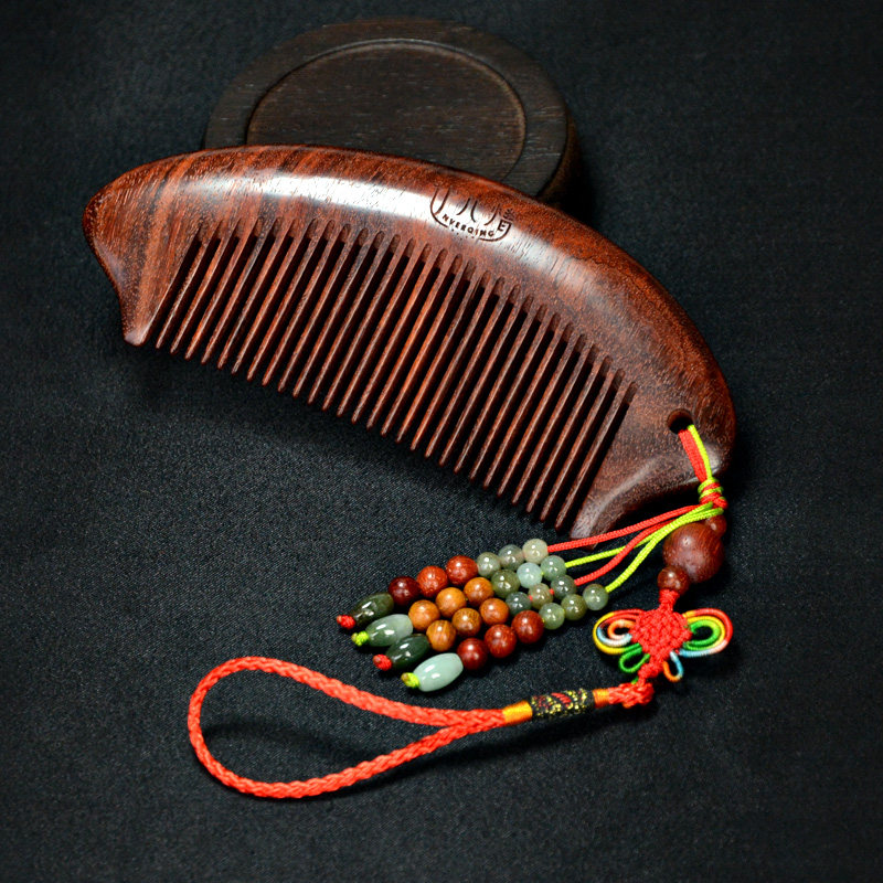 紫檀木梳子女士可爱网红款头皮按摩梳防脱发防静电家用小便携随身