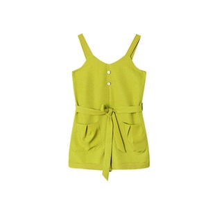 裙子女夏2021新款复古方领牛油果绿连衣裙吊带连体裤不一样闺蜜装