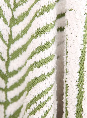 积屋绿色树叶沙发盖布四季通用万能全包植物花卉布艺北欧沙发巾