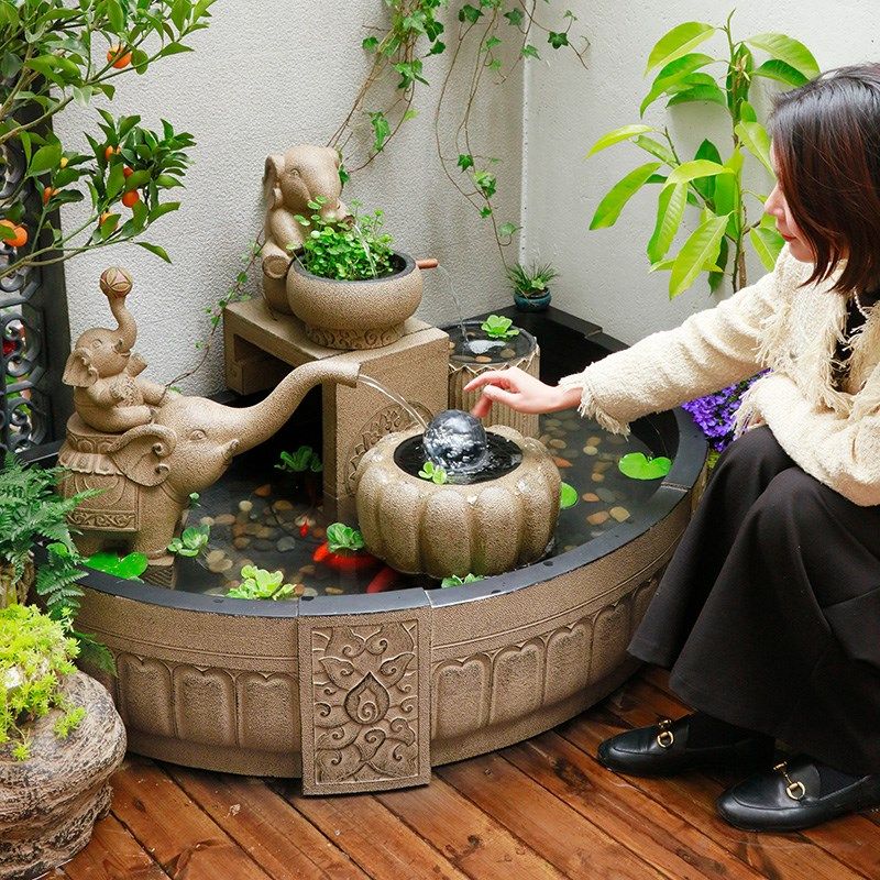 汉韵堂庭院花园鱼池流水摆件流水器喷泉水景观中国风造景装饰摆件