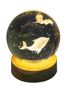 发光水晶球小摆件卧室书房桌面海洋生物小夜灯教师节送人生日礼物