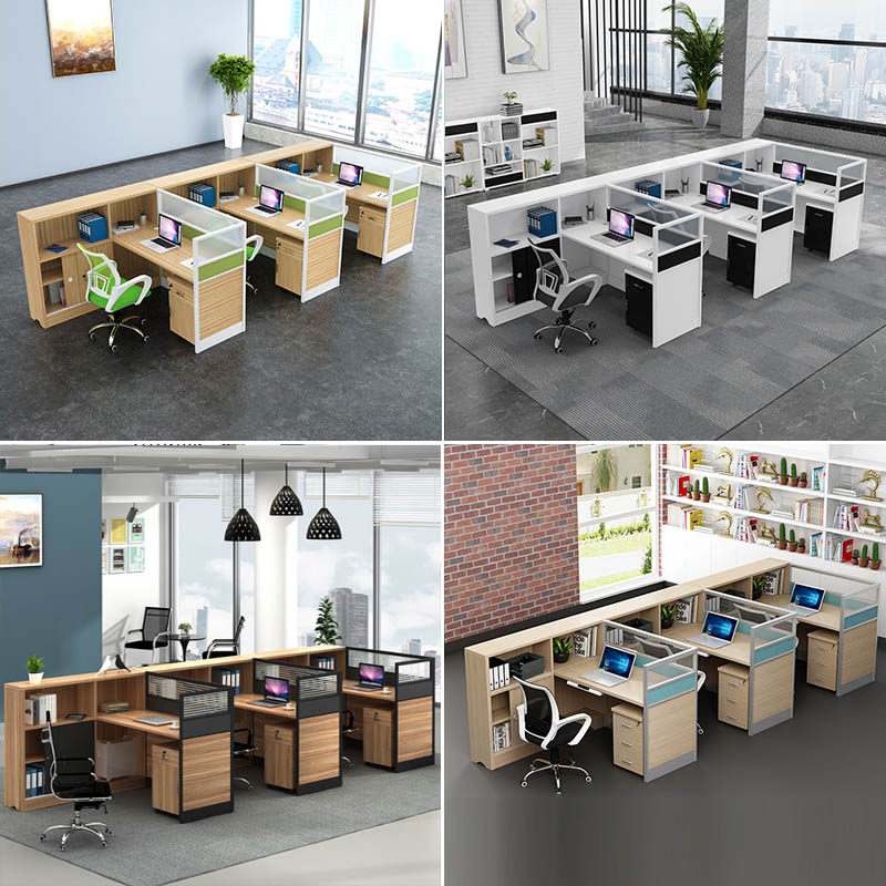 中山屏风办公桌组合卡位L员工位2/4/6单人职员卡座带高柜财务桌子