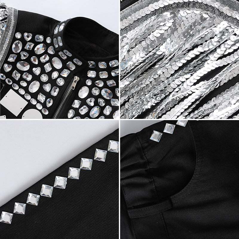 元旦模特走秀歌手主持人表演流苏亮片演出服装男童架子鼓舞台套装