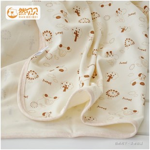 然贝贝婴幼儿纯棉针织单层带帽包被宝宝新生儿抱毯被包单裹布襁褓