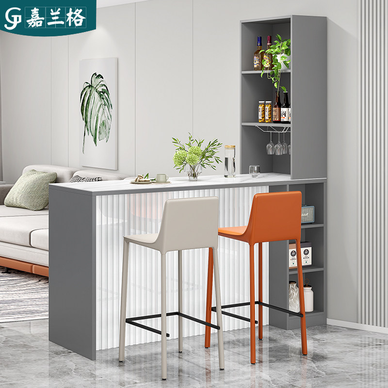 岩板岛台餐桌一体吧台家用轻奢开放式厨房隔断吧台柜酒柜储物柜子
