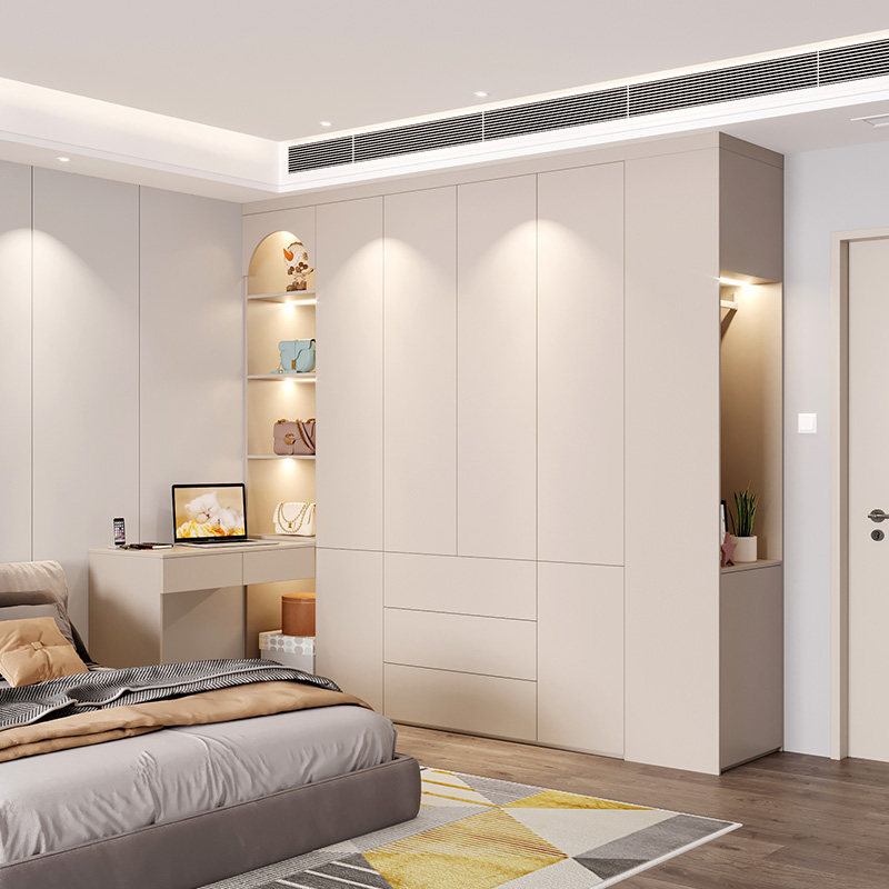 转角书桌衣柜床头柜一体书柜组合家用卧室推拉门移门梳妆台定制