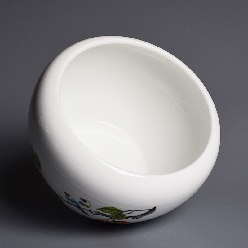 大号无孔简约白色碗莲绿萝水培花盆创意发财树铜钱草多肉陶瓷花盆