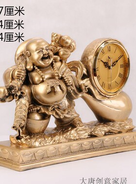 复古老式座钟客厅财神摆件个性静音钟招财佛桌面电视柜台钟欧式