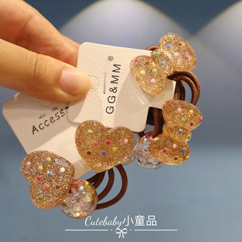 金色闪亮星星双头绕绕儿童皮筋发圈高弹力扎马尾球球发绳女童头饰