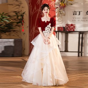 大码敬酒服新娘2024新款法式轻奢订婚礼服女高级感回门宴秋冬婚礼