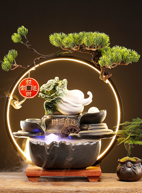 创意招财猫流水摆件办公室装饰循环水桌面前台店铺发财猫开业礼品