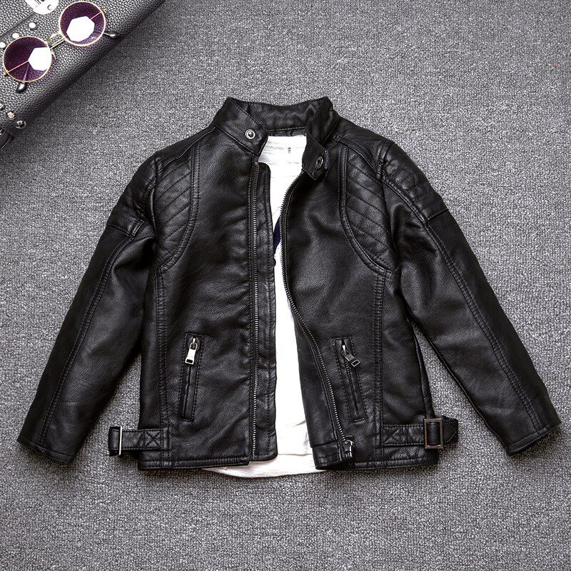 洒酷啦男童夹棉皮衣加棉加绒加厚秋冬装外套洋气薄款机车夹克童装