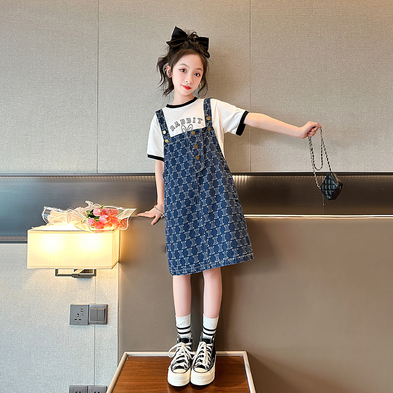 女童牛仔抱婴袋裙2023夏季新款童装儿童薄款裙子中大童女孩吊带裙