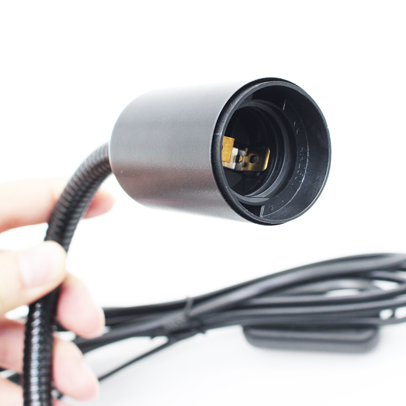 E27螺口加厚万向灯座夹子灯座床头灯台灯架植物补光灯带插头开关