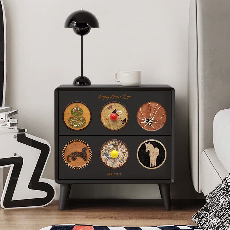 中古风客厅沙发边柜侧柜可移动边几柜置物架高级感卧室床头收纳柜