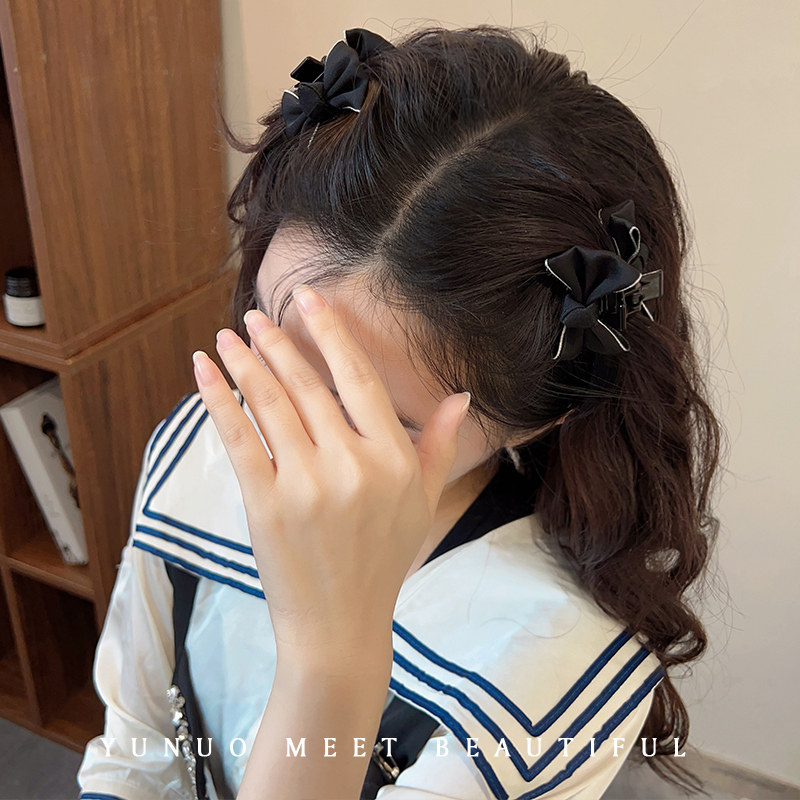 网红黑色蝴蝶结公主抓夹女刘海侧边前额发夹碎发发卡夹子头饰气质,节庆用品/礼品,文化创意手环,淘宝优惠券,粉丝福利购,淘宝优惠卷